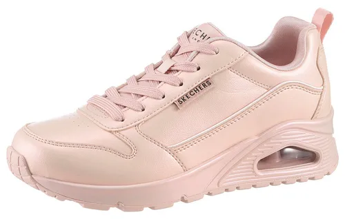 SKECHERS UNO-GALACTIC GAL Damen Sneaker - Sportlicher Keilsneaker aus Lederimitat in schimmerndem Rosa, ausgestattet mit Skech Air Dämpfung für maximalen Komfort und Stil.