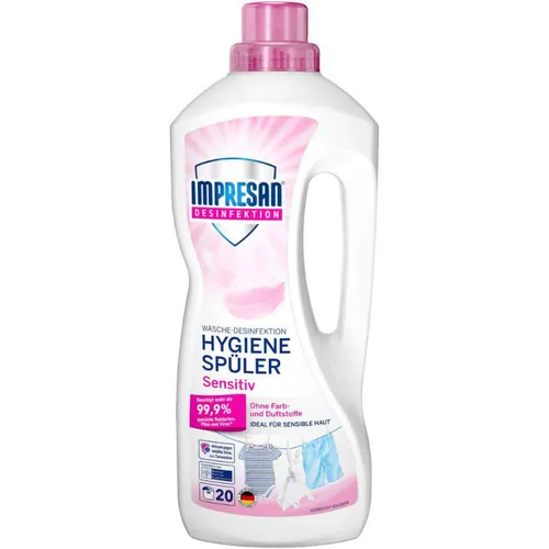 IMPRESAN Hygiene Spüler Sensitiv Weichspüler für empfindliche Haut, 1,5 Liter Flasche mit 18 Wäschen