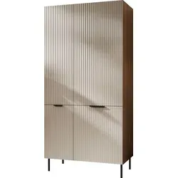 MIRJAN24 Kleiderschrank Almera SR05 - Stilvoller Kleiderschrank mit 2 Drehtüren - Schwebetürenschrank in Nuss Warmia/Cashmere, mit grifflosen Push-to-Open Türen und stabiler Kleiderstange. Ideal für ein modernes Wohnzimmer.