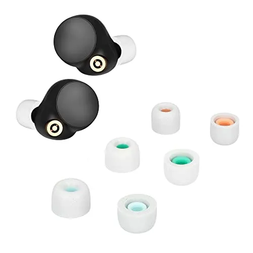 kwmobile 6X Aufsätze für Sony WF-1000XM4 Ersatz Ohrstöpsel - 3 Größen - Ear Tips für In-Ear Kopfhörer - Zubehör Ersatzpolster in Weiß
