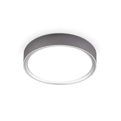 B.K.Licht - LED Deckenlampe mit neutralweißer Lichtfarbe, 12 Watt, 1200 Lumen, LED Deckenleuchte, Lampe, Wohnzimmerlampe, Schlafzimmerlampe, Küchenlampe, Deckenbeleuchtung, 25x5,2 cm, Silberfarbig