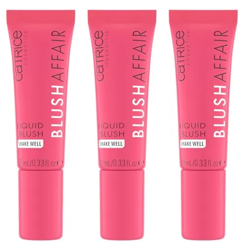 Catrice Blush Affair Liquid Blush, Rouge, Nr. 010, Pink, hochpigmentiert, sofortiges Ergebnis, natürlich, matt, vegan, ohne Parfüm, ohne Alkohol, ohne Konservierungsstoffe, 3er Pack (3x10ml)