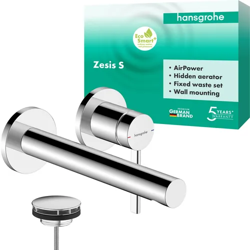 hansgrohe Zesis S Einhebel-Waschtischmischer Unterputz - Moderne Waschbecken-Armatur mit eleganter Wandmontage, aus hochwertigem Chrom für langlebige Schönheit und einfache Bedienung.