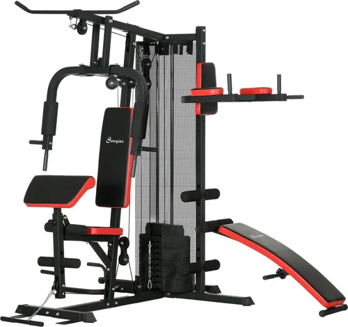 Kraftstation Multifunktionale Fitnessstation für Zuhause mit 65 kg Gewichtsblöcken