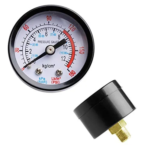 fatteryu Luftkompressor Pneumatisches Hydraulikflüssigkeits-Manometer 0-12Bar 0-180PSI Neu