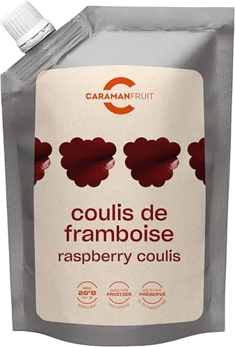 Caramanfruit Himbeeren-Frucht-Coulis - 3x 1kg - einzigartiges süßes Beeren-Frucht-Püree, Himbeere frei von Farb- und Konservierungsstoffen, zur Herstellung von Sorbet, Eis, Torte, Kuchen (3er)