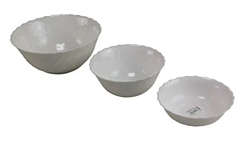 Table Roc Opal-Glas Schüssel-Set 'Trianon' 3-tlg (24/18/16 cm), Mikrowellenfest, Spülmaschinenfest, Langjährige Nachkaufgarantie