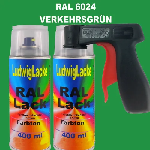 RAL 6024 Verkehrsgrün glänzend 2 x 400ml Sprühdosen  RAL & Handgriff TOPpreis
