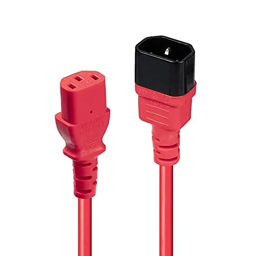 Lindy Spannungsversorgungs-Verlängerungskabel - IEC 320 EN 60320 C13 bis IEC 320 EN 60320 C14-50 cm, 30476, rot, 0,5 m