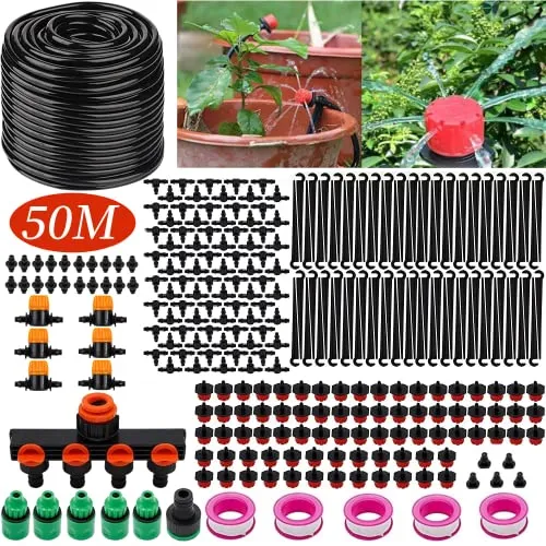 50m Garten Bewässerungssystem mit 285 Teilen – Automatische Tropfbewässerung für Pflanzen