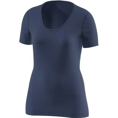 Löffler Damen Shirt Kurzarm Merino Light dunkelblau (495) 40 - Erleben Sie höchsten Tragekomfort mit dem kurzärmeligen Damen-Shirt von Löffler aus leichter, mulesing-freier Merinowolle. Ideal für Fitness und Training, bietet es eine perfekte Passform und angenehme Frische bei jeder Aktivität.