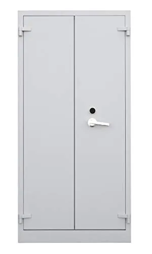 Lüllmann Aktenschrank 690250 - Feuerfester Metalltresor - Tresor mit 5-Punkt-Verriegelung, bietet Schutz vor Feuer und Einbruch, ideal für die sichere Aufbewahrung von Dokumenten. Maße: 126 x 195 x 55 cm, lichtgrau.