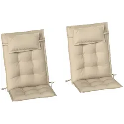 Outsunny 2er Set Wasserabweisende Auflage für Sonnenliege - Liegenauflagen Set aus zwei, ideal für Gartenmöbel, aus wasserabweisendem Polyester mit weicher Füllung für hohen Komfort und Sicherheit bei Wind dank integrierter Bänder.