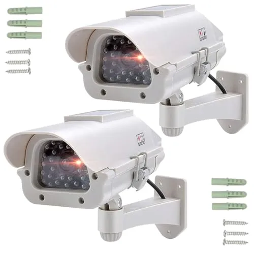 TronicXL Profi Solar Dummy Kamera 2 Stück - Überwachungskameras - Extrem realistisches Design mit blinkender IR LED, ideal zur Abschreckung von Einbrechern. Wetterfest und für Innen & Außen geeignet.