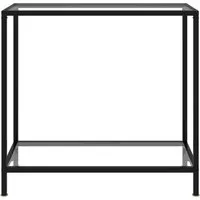 vidaXL Konsolentisch Transparent 80x35x75 cm Hartglas - Drohnen - Stilvoller Konsolentisch aus robustem Hartglas und pulverbeschichtetem Stahl mit zusätzlichem Ablageboden für mehr Stauraum.