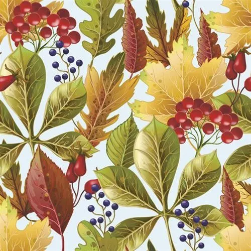 Servietten Herbst Rowanberry Forest Leaves Beeren Blätter Tischdeko 33x33cm 20