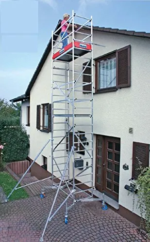 KRAUSE ClimTec Alu AH 7m - Komplettgerüst - Gerüste für sicheres Arbeiten in der Höhe, mit einer Belastbarkeit von 200 kg/m² und einer Arbeitshöhe von 7 m. Ideal für Bauprojekte und Wartungsarbeiten.