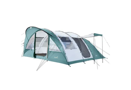 Skandika Tunnelzelt Campingzelt Egersund 7 XL Sleeper Protect - Trekkingzelt für 7 Personen mit 2 m Stehhöhe, eingenähtem Zeltboden und Skandika Sleeper Technology für abgedunkelte Schlafkabinen – ideal für komfortables Familien-Camping.