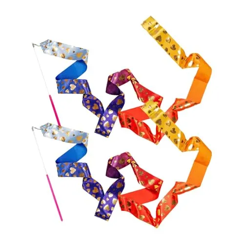 Stück Rhythmic Dance Ribbons, Gymnastikband mit Stab, Bänder für Gymnastik,Gymnastics Ribbon,Dancing Ribbon Streamers for Kids,Tanzband Gymnastikband Mit Stab Geeignet Für Künstlerische Tanzgymnasti 2