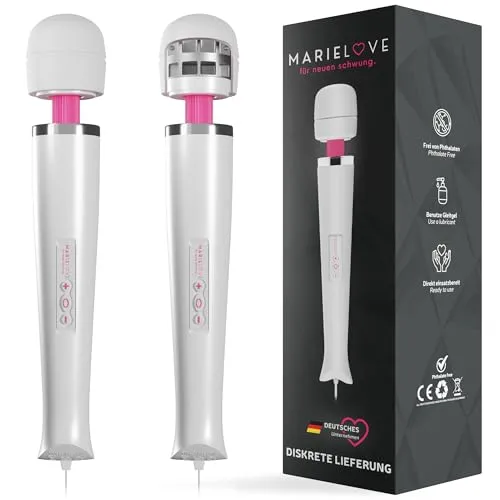 Stärkster Magic Wand Massagestab mit 20 Rhythmen - Elektrisches Massagegerät mit 10 Intensitäten und Metallkopf. Ideal für eine entspannende Ganzkörpermassage. USB-aufladbar, wasserdicht und hypoallergen.