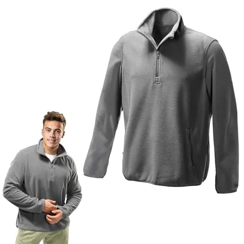 JEMIDI Herren Fleece Jacke - Bequeme Half-Zip Sweatjacke für jeden Anlass - Outdoor Fleecejacke für Herren, aus 100% Polyester, ideal für kalte Tage und vielseitig kombinierbar. Mit praktischen Seitentaschen und elastischen Bündchen für optimalen Komfort.
