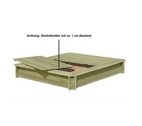 Sandkasten mit Deckel 180 x 180cm aus Holz KDI von Gartenpirat