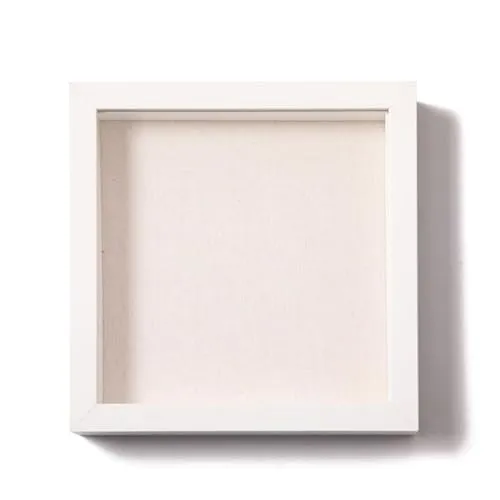 Muzilife 3D Bilderrahmen zum Befüllen mit Echter Glasscheibe, 20x20 cm-Tiefer Holz Rahmen Weiß, Objektrahmen Shadow Box, als Geschenk für Familie Freunde usw. (Weiß, 20x20cm)