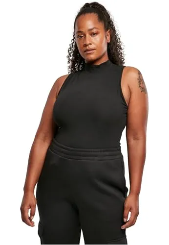 Urban Classics Damen Einteiler Sleeveless Turtleneck Body Schwarz M - Stylischer Damen Body mit Rollkragen und modischem Schnitt aus elastischem Stretch-Jersey für optimale Passform. Ideal für sportliche Aktivitäten und lässige Outfits. Entdecken Sie mehr angesagte Streetwear im URBAN CLASSICS Brand Store!