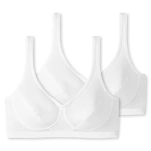 Schiesser Damen 2 Pack Cups Bio Baumwolle Bustier, weiß 70C - Funktionsunterwäsche aus 95% Bio-Baumwolle, reguläre Passform für hohen Tragekomfort und Weichheit.