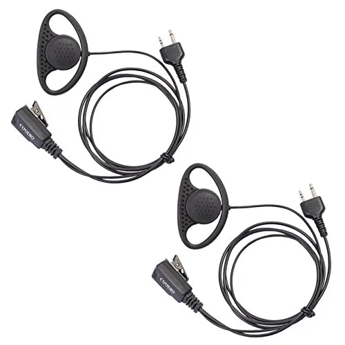 COODIO 2 x Ohrhörer 2 Pin D-Ring Polizei Security Ohrhörer Headset [im Kabel integrierter PTT] Kopfhörer Mikrofon Kompatibel mit Midland Walkie-Talkie PMR
