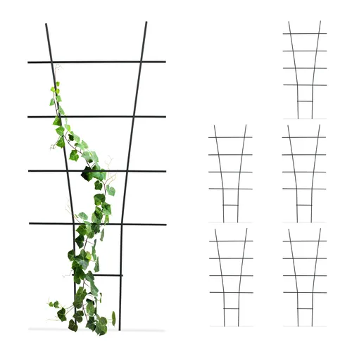 relaxdays Rankhilfe Pflanzenstütze Set aus Metall, 6 St. - Spaliere für Pflanzen, ideal für Efeu und kleine Rosen. Die robusten Metallstützen fördern das Wachstum und bieten optimalen Halt für Deine Pflanzen.
