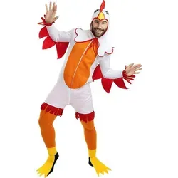 Funidelia Huhn Kostüm für Herren und Damen - Kostüm-Outfits für Erwachsene, originelles Huhn Kostüm mit Overall und Kapuze, ideal für Karneval und Halloween, Größe M-L, für unvergessliche Partys!