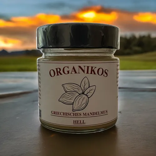Organikos - Helles Mandelmus aus Griechenland 200 g - Nussmus ohne Zusatz von Zu