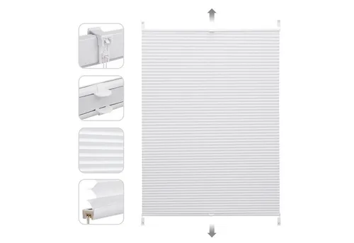 Sekey Plissee Sonnenschutzrollo ohne Bohren Verspannt Blickdicht Lichtschutz, blickdicht, Klemmfix, Innovatives Halb-Waben-Design Plissee für Fenster / Tür