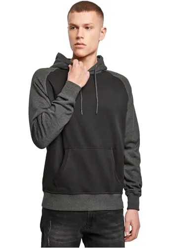 Build Your Brand Raglan Hoody Schwarz/Charcoal (Heather) L