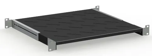 Rack Magic - 1HE Fachboden Rackablage für 19 Zoll Rack bis 40kg 400-540mm Tiefe - Schwarz