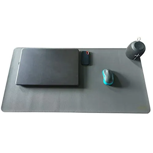 VIVENS PU Leder Multifunktionales Schreibtischunterlage, 80 x 40 cm Mauspad, Laptop Tischunterlage, doppelseitiges, rutschfestes, wasserdichtes Schreibtisch-Schreibpad für Büro und Zuhause (Grau)