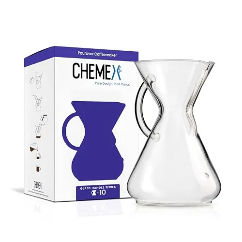 Chemex Kaffee-Karaffe (mit Glasgriff, für bis zu 10 Tassen) in weiß von Chemex