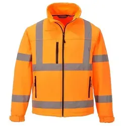 Warnschutz Softshelljacke 3L S424 - Portwest Orange S - Funktionsjacke mit wasserabweisendem, atmungsaktivem Material und 4 praktischen Taschen. Zertifiziert nach EN ISO 20471, bietet sie Sicherheit und Komfort bei jedem Wetter.