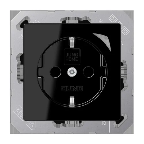 JUNG HOME SCHUKO® Steckdose Safety+, schwarz in schwarz von Jung
