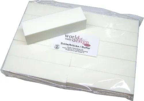 World of Nails-Design weiße Buffer, Schleifblöcke 100/100 Profiqualität 10er Pack (1 x 10 Stück)