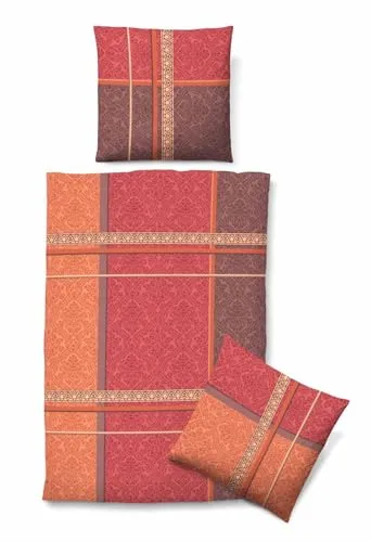 biberna Seersucker Bettwäsche 20532 135x200 + 80x80 cm Fb. Terra Rot