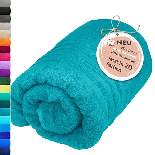 Lashuma großes Frottee Strandhandtuch - Badetuch Grün - Nautic, London Handtuch XXL 100x150 cm