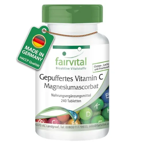 Fairvital | Gepuffertes Vitamin C Tabletten als Magnesiumascorbat - 240 Tabletten - VEGAN - magenfreundlich