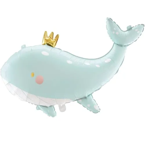 Folienballon Tier Waal mit Krone – 93 x 71 cm, ideal für Geburtstagsfeiern, Kindergeburtstage, Deko-Dekoration, aufblasbar mit Luft oder Helium, Partyzubehör, Tier-Ballon, Zoo Feier