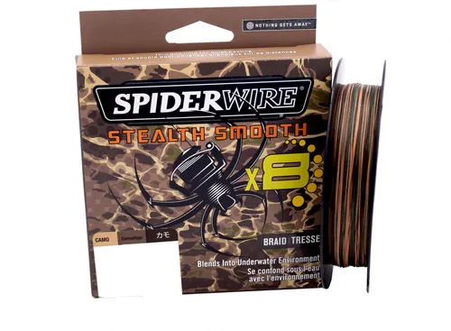 SPIDERWIRE Stealth Smooth 8 Geflochtene Schnur 300 m, Camo - Angelschnüre mit 8-facher Flechtung und Mikrobeschichtung, ideal für leise Würfe und hohe Abriebbeständigkeit, Made in USA.
