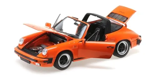 Minichamps 100063064 - Porsche 911 Carrera 3.2 Targa Orange 1983 - Vorgefertigte Motorfahrzeug-Modelle, hochdetailliertes 1/18 Modellauto aus Metall, ideal für Sammler und Liebhaber von klassischen Fahrzeugen.