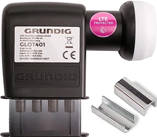 GSS Octo LNB für digitale Satellitenschüssel - 8 Teilnehmer, LTE Filter, wetterfest - LNBs für 8 Teilnehmer mit hervorragendem 0.1dB Rauschmaß und LTE-Filter für störungsfreies Full HD und 4K. Extrem wetterfest und ideal für jede Witterung.