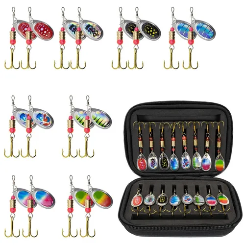 Spinner inkl. Case - Spinnerset Blinker Raubfischköder Kunstköder Raubfisch 16