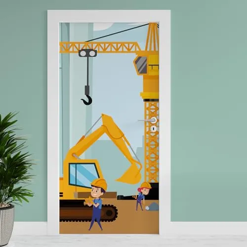 Finest Folia Türfolie 90x200 cm Türtapete Türposter Folie für Tür Wohnzimmer Kinderzimmer Küche Türaufkleber Bad Aufkleber selbstklebend TF04 (17 Baustelle)